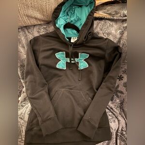 Under Armour Black Hoodie with Aqua Logo